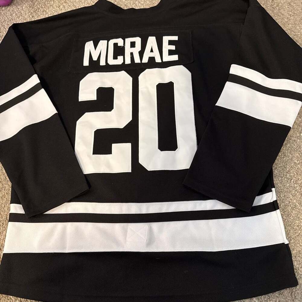 Tate McRae T8 Hockey Jersey Black and White Medium